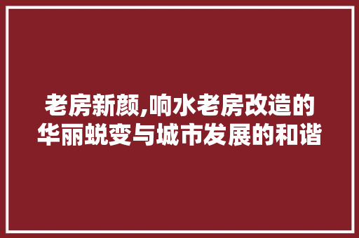 老房新颜,响水老房改造的华丽蜕变与城市发展的和谐共鸣