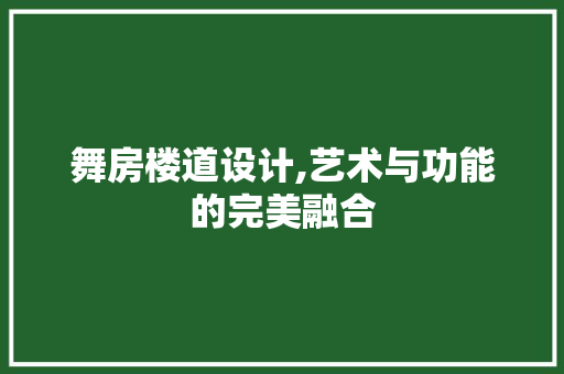 舞房楼道设计,艺术与功能的完美融合
