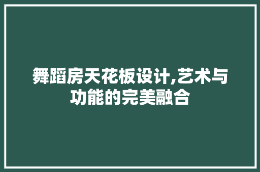 舞蹈房天花板设计,艺术与功能的完美融合