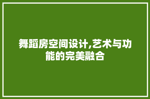 舞蹈房空间设计,艺术与功能的完美融合