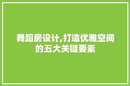 舞蹈房设计,打造优雅空间的五大关键要素