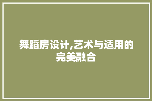 舞蹈房设计,艺术与适用的完美融合