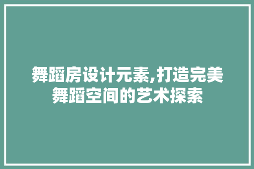 舞蹈房设计元素,打造完美舞蹈空间的艺术探索