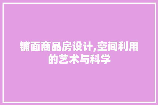 铺面商品房设计,空间利用的艺术与科学