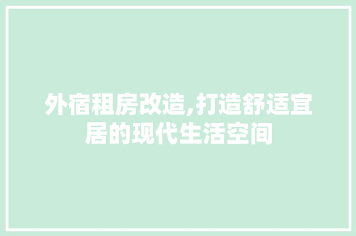 外宿租房改造,打造舒适宜居的现代生活空间