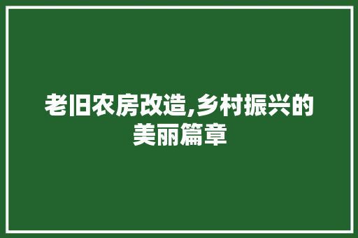 老旧农房改造,乡村振兴的美丽篇章