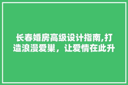 长春婚房高级设计指南,打造浪漫爱巢，让爱情在此升华