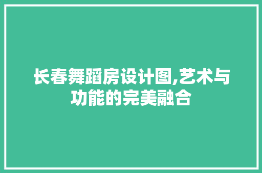 长春舞蹈房设计图,艺术与功能的完美融合