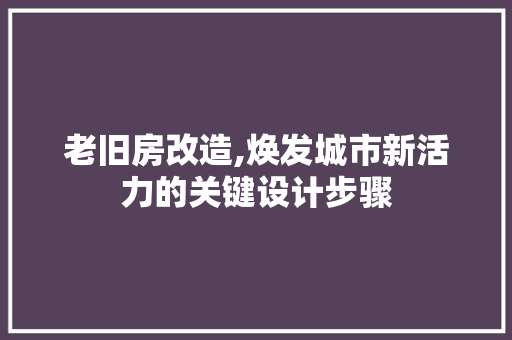 老旧房改造,焕发城市新活力的关键设计步骤