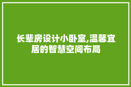 长辈房设计小卧室,温馨宜居的智慧空间布局