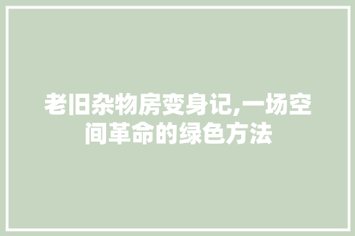 老旧杂物房变身记,一场空间革命的绿色方法
