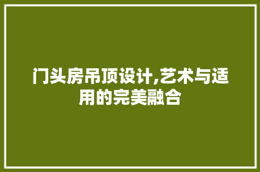 门头房吊顶设计,艺术与适用的完美融合