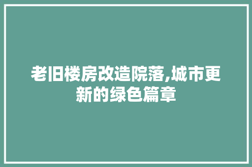老旧楼房改造院落,城市更新的绿色篇章