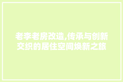 老李老房改造,传承与创新交织的居住空间焕新之旅