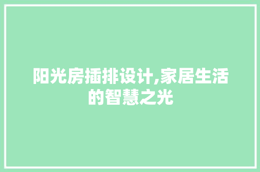 阳光房插排设计,家居生活的智慧之光