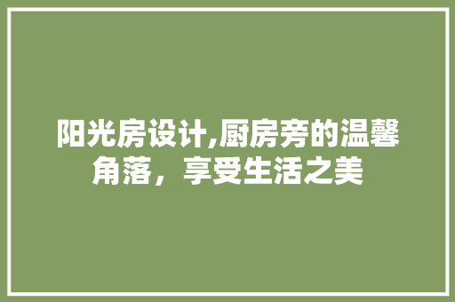 阳光房设计,厨房旁的温馨角落，享受生活之美