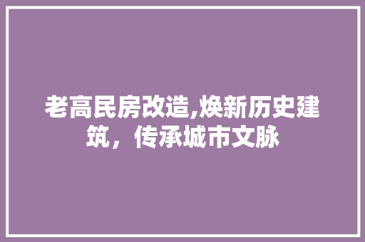 老高民房改造,焕新历史建筑，传承城市文脉