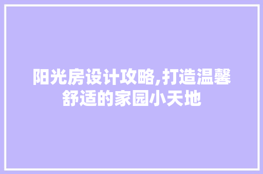 阳光房设计攻略,打造温馨舒适的家园小天地