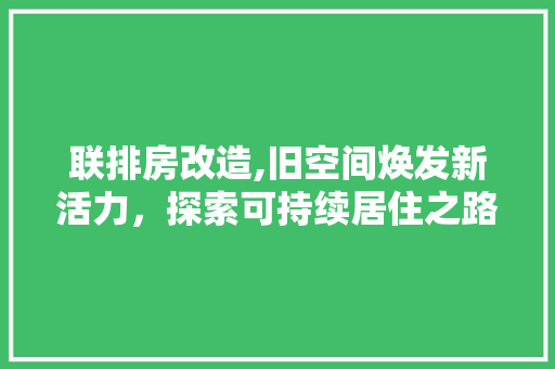 联排房改造,旧空间焕发新活力，探索可持续居住之路