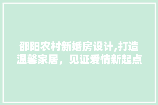 邵阳农村新婚房设计,打造温馨家居，见证爱情新起点