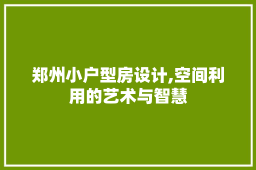 郑州小户型房设计,空间利用的艺术与智慧