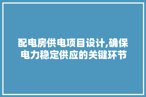 配电房供电项目设计,确保电力稳定供应的关键环节