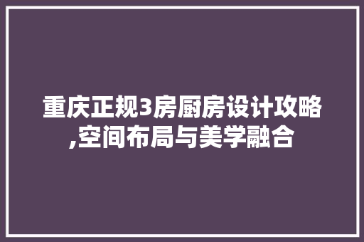 重庆正规3房厨房设计攻略,空间布局与美学融合