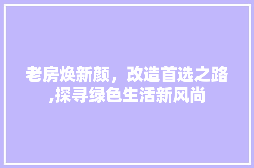 老房焕新颜，改造首选之路,探寻绿色生活新风尚