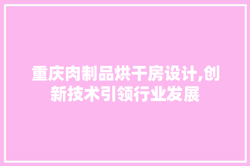 重庆肉制品烘干房设计,创新技术引领行业发展