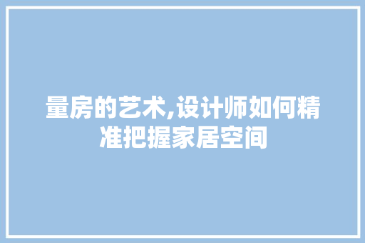 量房的艺术,设计师如何精准把握家居空间