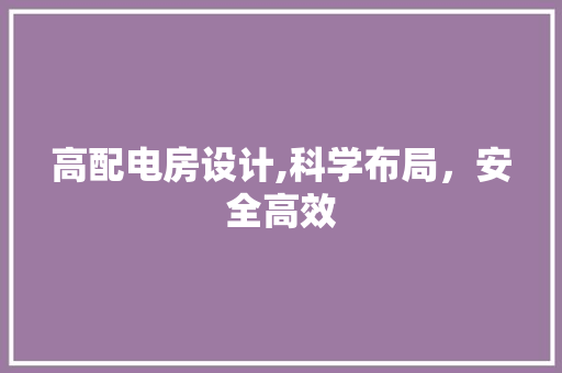 高配电房设计,科学布局，安全高效