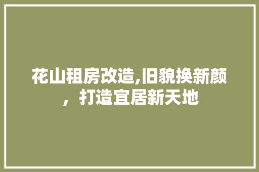 花山租房改造,旧貌换新颜，打造宜居新天地