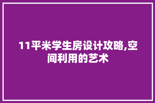 11平米学生房设计攻略,空间利用的艺术