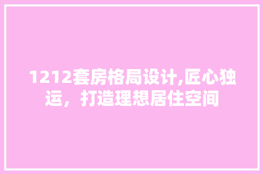 1212套房格局设计,匠心独运，打造理想居住空间