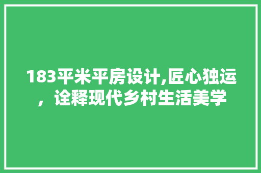 183平米平房设计,匠心独运，诠释现代乡村生活美学