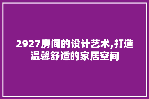 2927房间的设计艺术,打造温馨舒适的家居空间