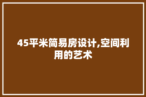 45平米简易房设计,空间利用的艺术