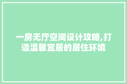 一房无厅空间设计攻略,打造温馨宜居的居住环境