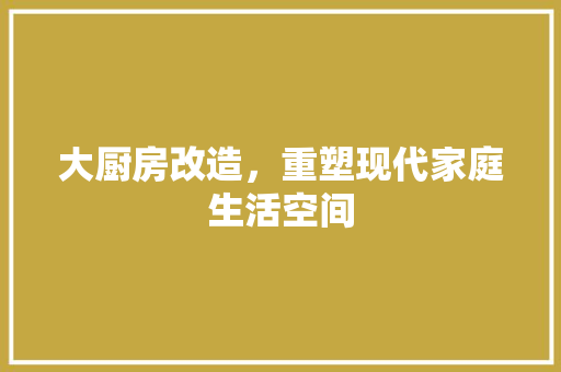 大厨房改造，重塑现代家庭生活空间
