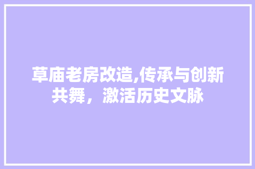 草庙老房改造,传承与创新共舞，激活历史文脉