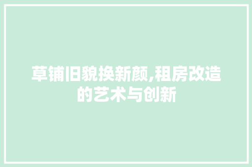 草铺旧貌换新颜,租房改造的艺术与创新