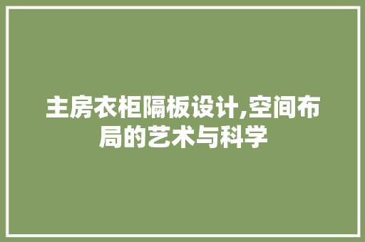 主房衣柜隔板设计,空间布局的艺术与科学