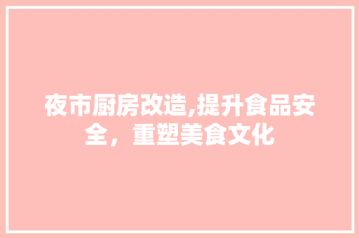 夜市厨房改造,提升食品安全，重塑美食文化