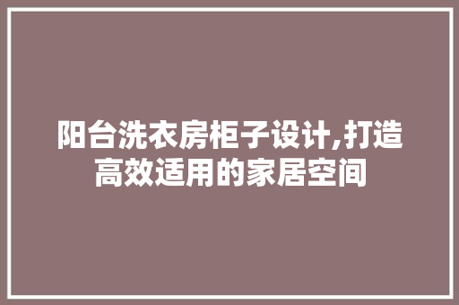 阳台洗衣房柜子设计,打造高效适用的家居空间