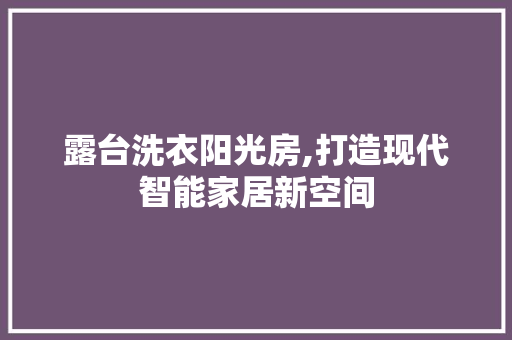 露台洗衣阳光房,打造现代智能家居新空间