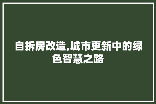 自拆房改造,城市更新中的绿色智慧之路