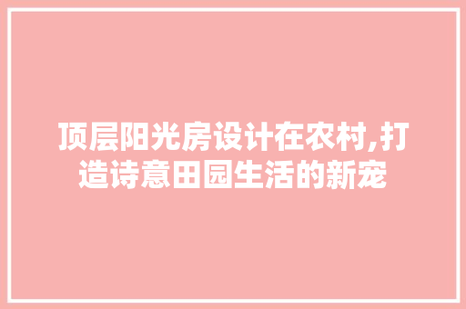顶层阳光房设计在农村,打造诗意田园生活的新宠