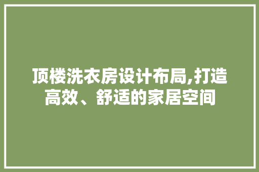 顶楼洗衣房设计布局,打造高效、舒适的家居空间