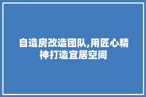 自造房改造团队,用匠心精神打造宜居空间