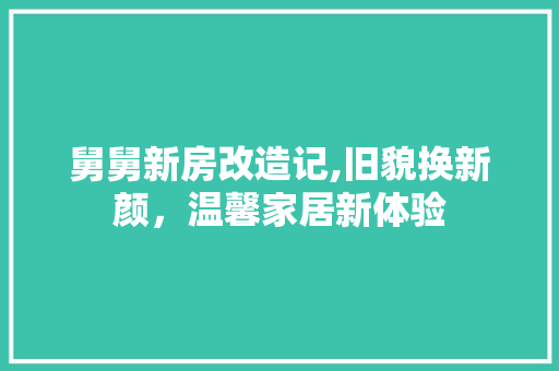 舅舅新房改造记,旧貌换新颜，温馨家居新体验